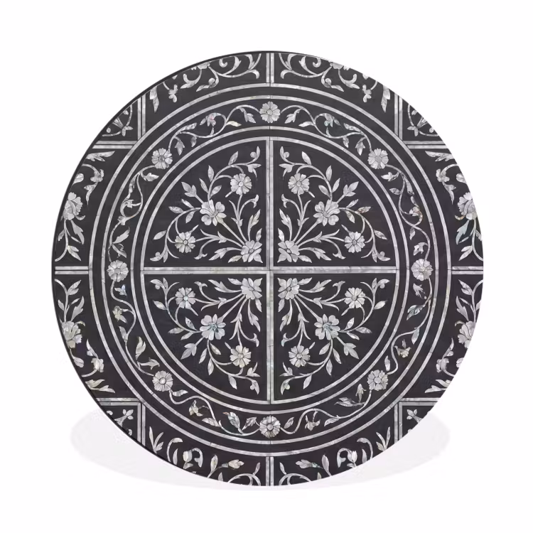 Wandcirkel - Aluminium - Patroon - Bloemmotief - Decoratie - Klassiek - Zwart — 1