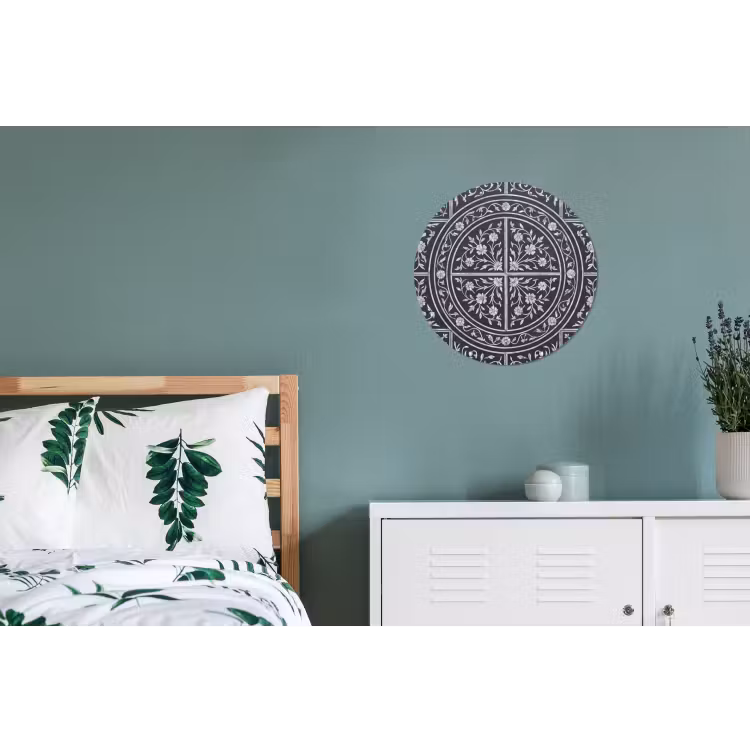 Wandcirkel - Aluminium - Patroon - Bloemmotief - Decoratie - Klassiek - Zwart — 4