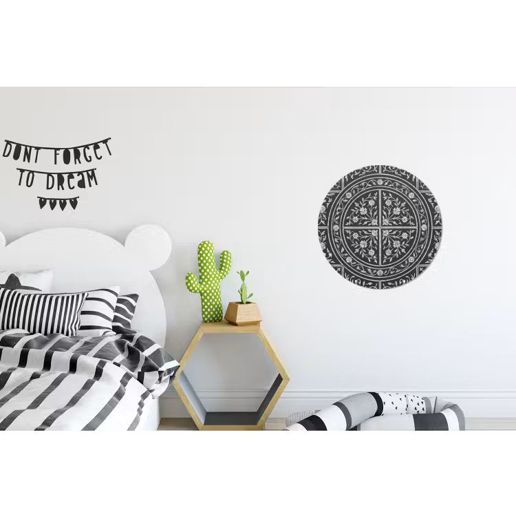 Wandcirkel - Aluminium - Patroon - Bloemmotief - Decoratie - Klassiek - Zwart — 5