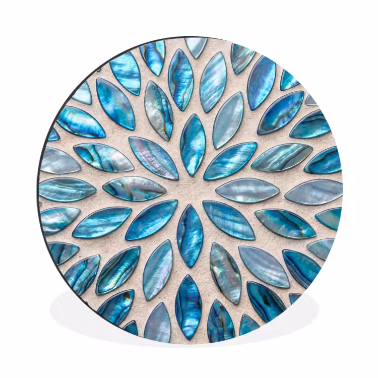 Wandcirkel - Aluminium - Patroon - Glans - Abstract - Blauw - Decoratie — 1