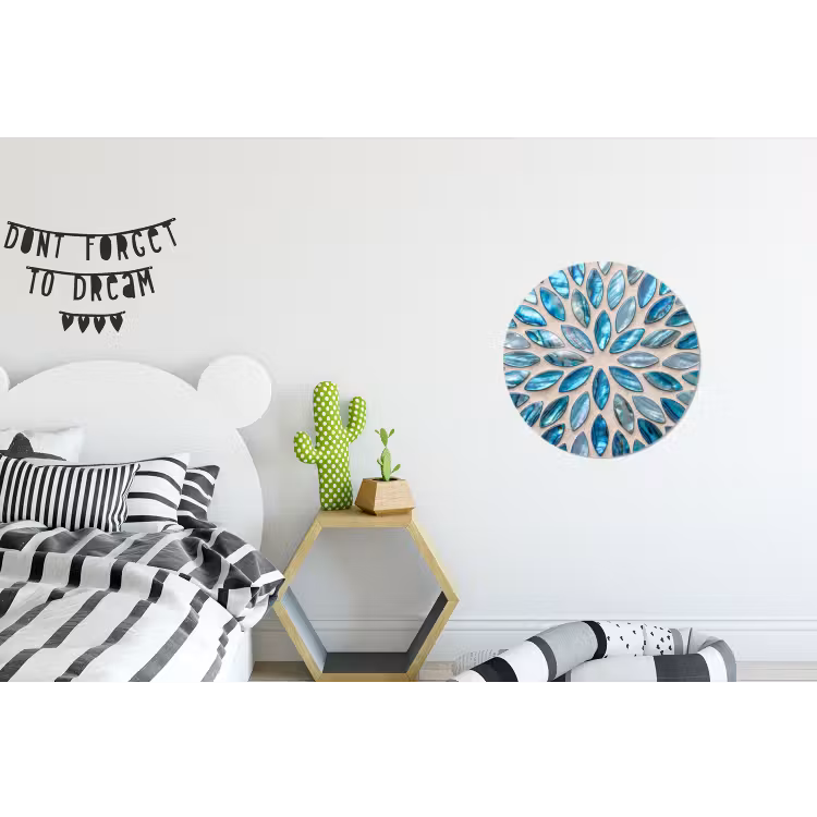 Wandcirkel - Aluminium - Patroon - Glans - Abstract - Blauw - Decoratie — 5