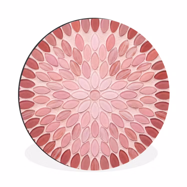 Wandcirkel - Aluminium - Patroon - Mozaïek - Ovaal - Abstract - Roze — 1