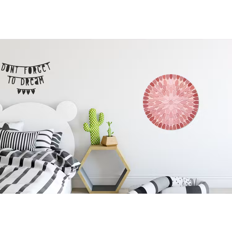 Wandcirkel - Aluminium - Patroon - Mozaïek - Ovaal - Abstract - Roze — 5