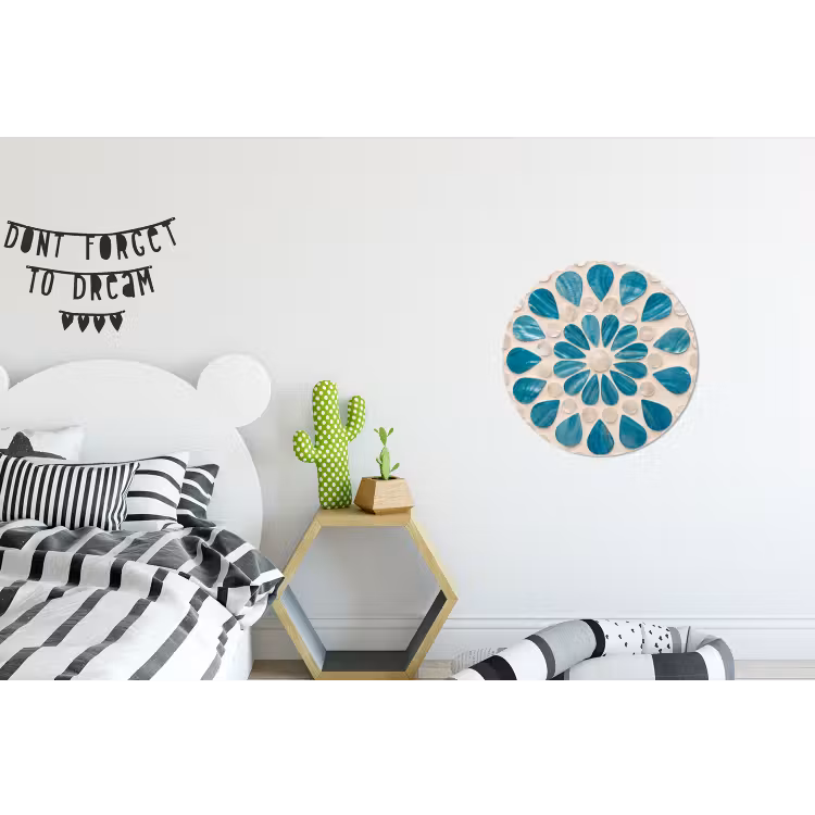 Wandcirkel - Aluminium - Patroon - Mozaïek - Schelpen - Abstract - Turquoise — 5