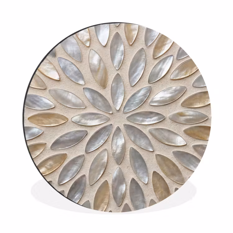 Wandcirkel - Aluminium - Patroon - Ovaal - Glanzend - Abstract - Beige — 1