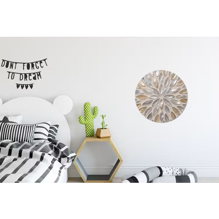 Wandcirkel - Aluminium - Patroon - Ovaal - Glanzend - Abstract - Beige — 5