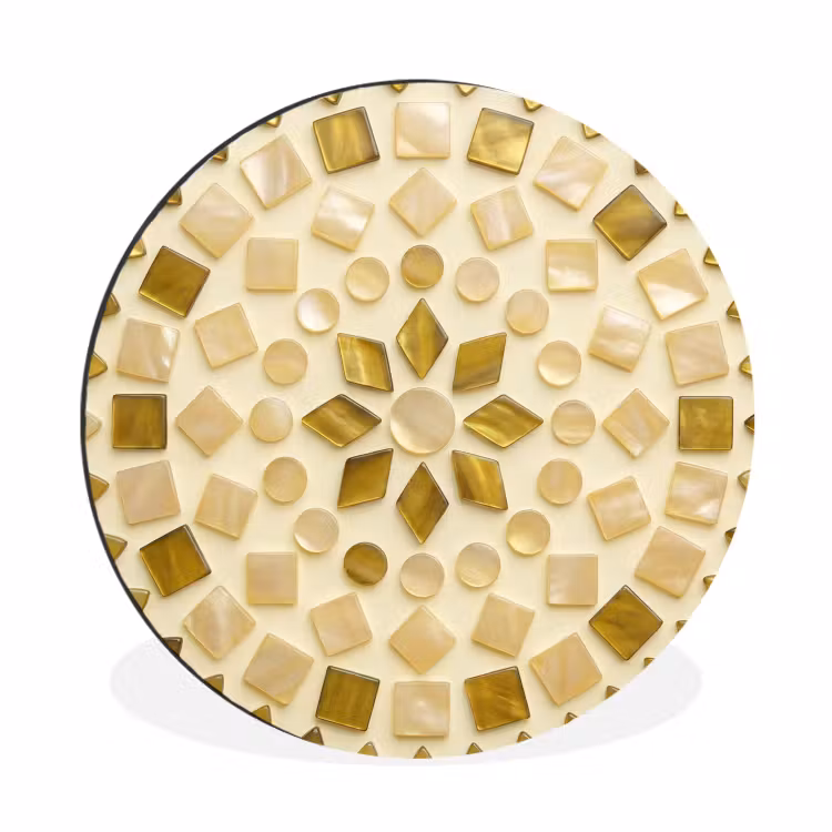 Wandcirkel - Aluminium - Patroon - Vormen - Mozaïek - Abstract - Goud — 1