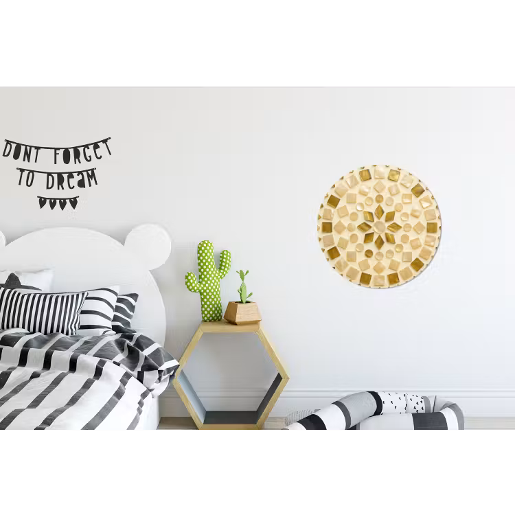 Wandcirkel - Aluminium - Patroon - Vormen - Mozaïek - Abstract - Goud — 5