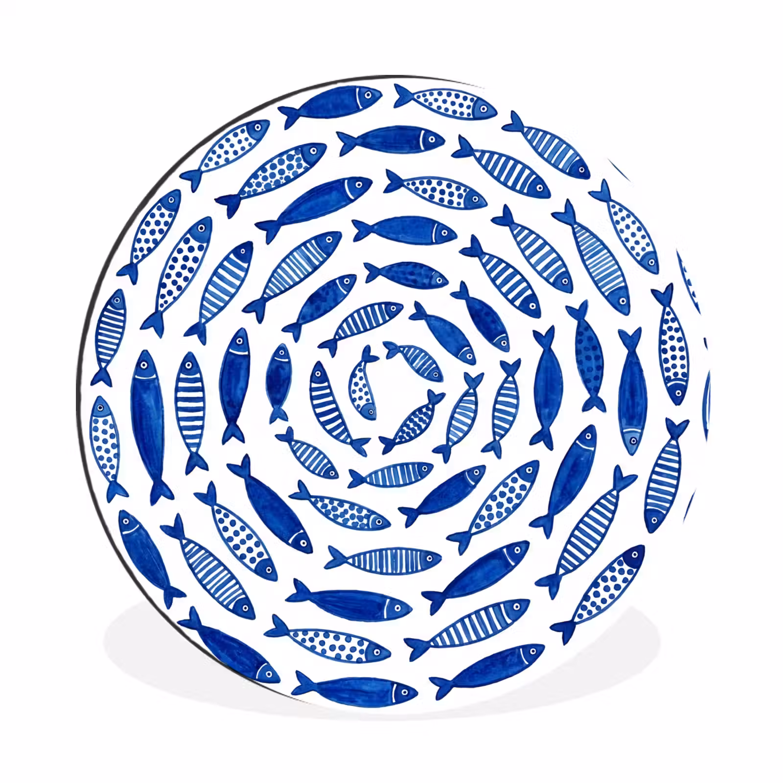 Wandcirkel - Aluminium - Vis - Patroon - Onderwater - Abstract - Blauw — 1