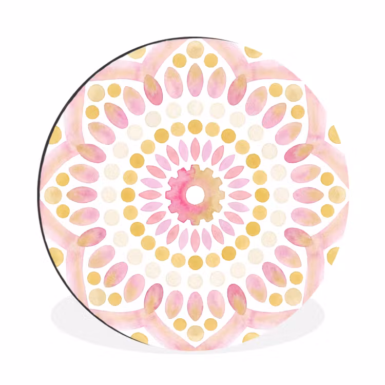 Wandcirkel - Aluminium - Abstract - Mandala - Kunst - Modern - Roze — 1