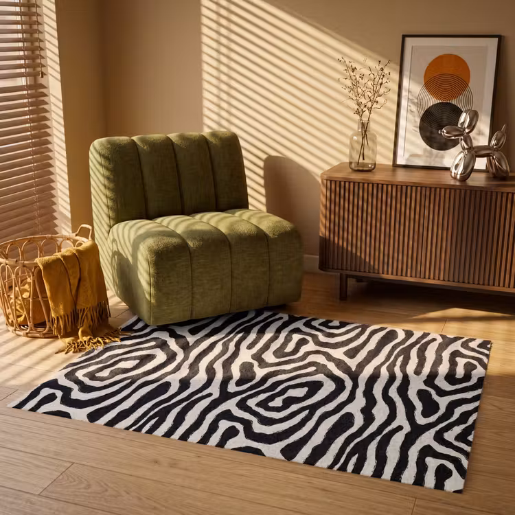 Vloerkleed - Zebra - Zwart - Abstract — 2