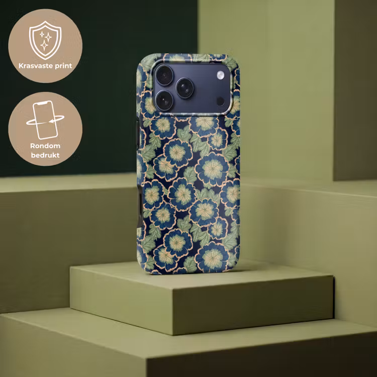 Telefoonhoesje Toughcase - Bloemen - Borduurwerk - Patroon - Blauw - Groen — 7