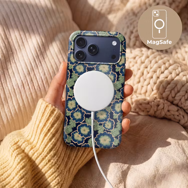 Telefoonhoesje Toughcase - Bloemen - Borduurwerk - Patroon - Blauw - Groen — 8
