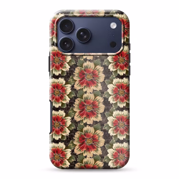Telefoonhoesje Toughcase - Bloemen - Klassiek - Patroon - Rood — 1