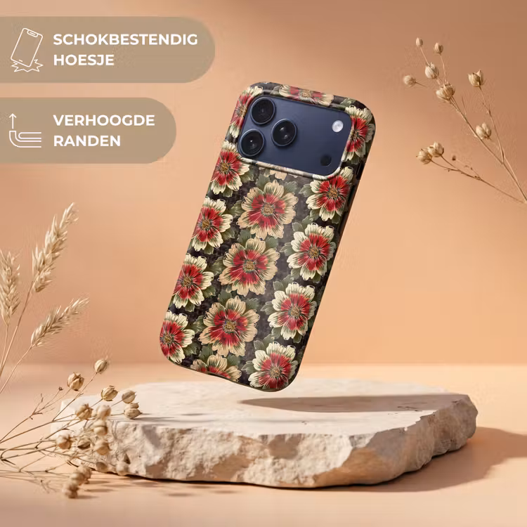 Telefoonhoesje Toughcase - Bloemen - Klassiek - Patroon - Rood — 5