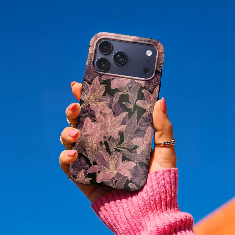 Telefoonhoesje Toughcase - Lelies - Patroon - Paars - Goud — 2