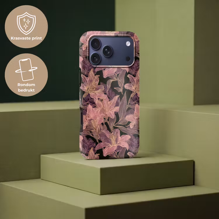 Telefoonhoesje Toughcase - Lelies - Patroon - Paars - Goud — 7