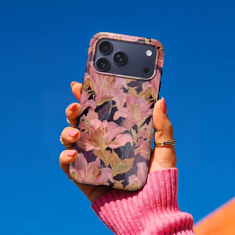 Telefoonhoesje Toughcase - Lelies - Patroon - Roze - Goud — 2