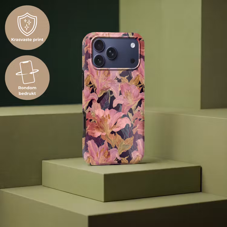 Telefoonhoesje Toughcase - Lelies - Patroon - Roze - Goud — 7
