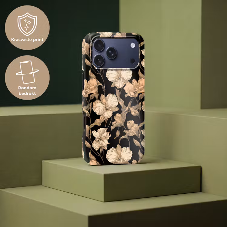 Telefoonhoesje Toughcase - Orchideeën - Lijntekening - Patroon - Beige - Zwart — 7