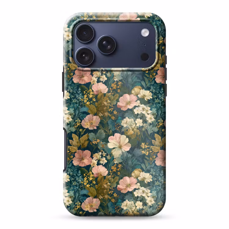 Telefoonhoesje Toughcase - Wilde bloemen - Botanisch - Patroon - Roze - Romantisch — 1