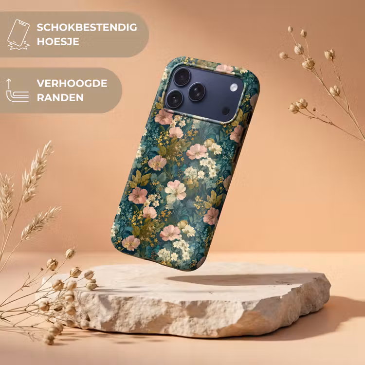 Telefoonhoesje Toughcase - Wilde bloemen - Botanisch - Patroon - Roze - Romantisch — 5