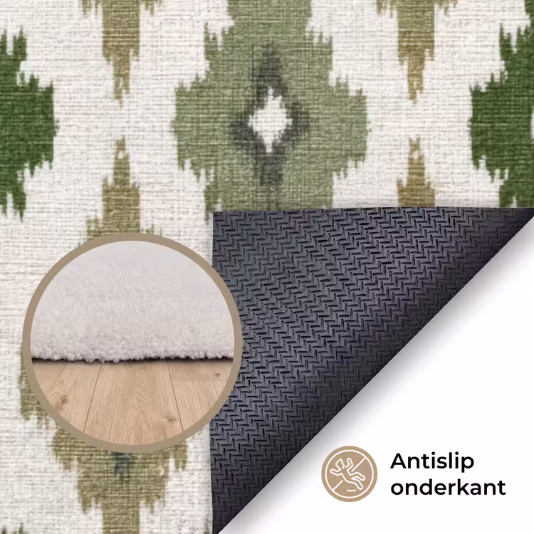 Vloerkleed - Geografisch - Ruitmotief - Groen — 4
