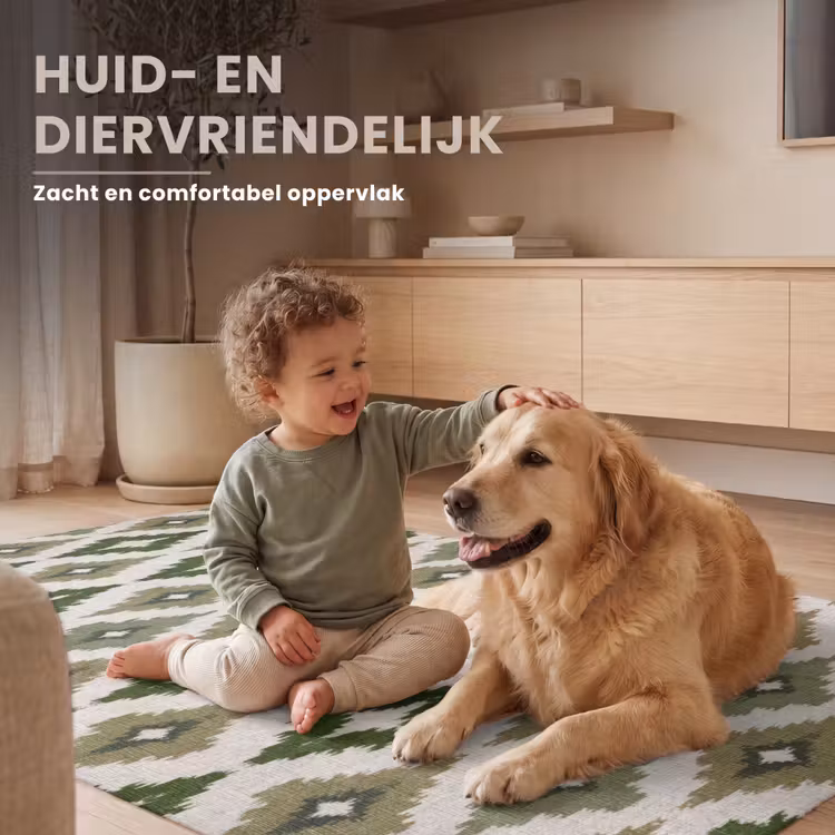 Vloerkleed - Geografisch - Ruitmotief - Groen — 8