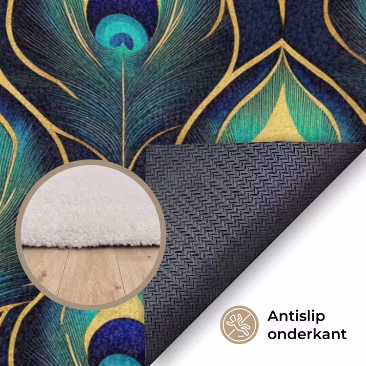 Vloerkleed - Pauw - Veren - Groen — 5