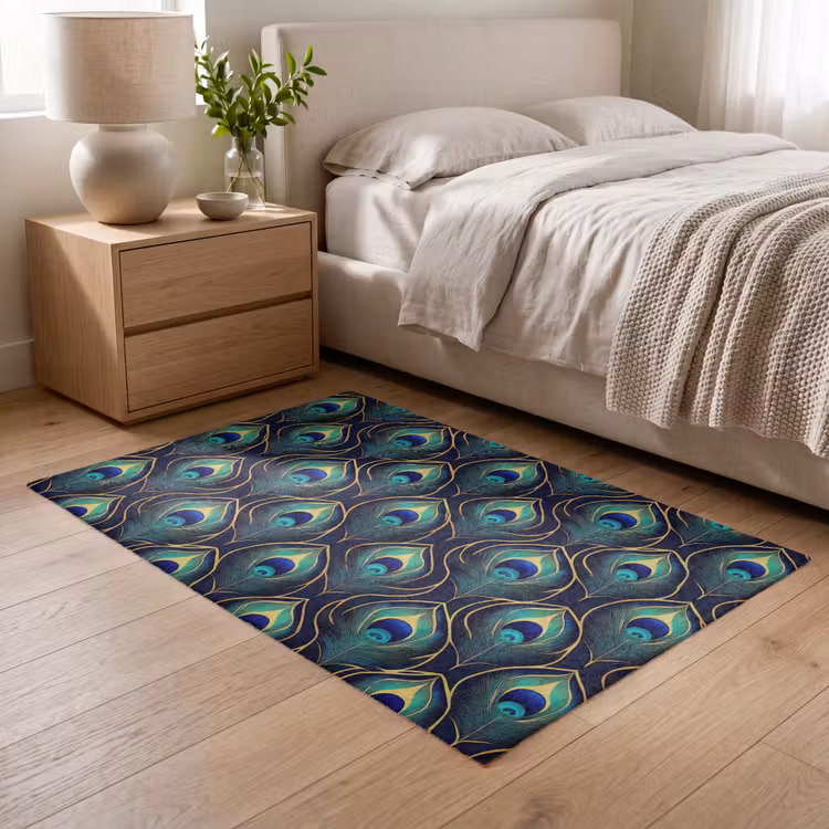 Vloerkleed - Pauw - Veren - Groen — 6