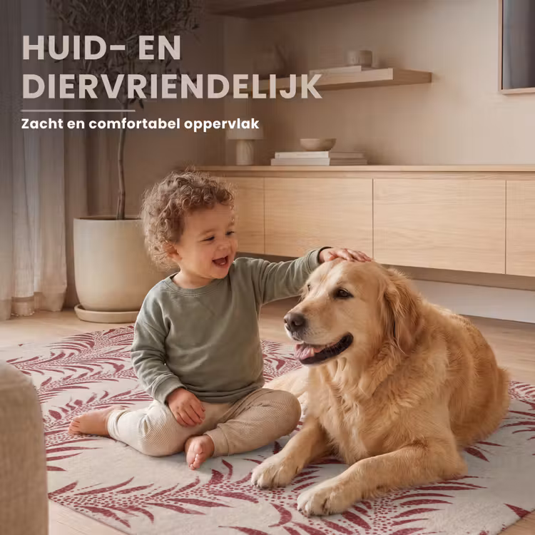 Vloerkleed - Bladeren - Linnen - Rood — 7