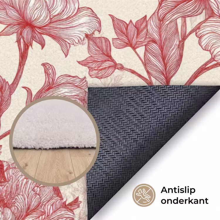 Vloerkleed - Pioenrozen - Modern - Rood — 4