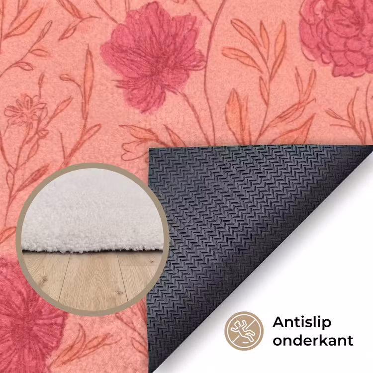 Vloerkleed - Weidebloemen - Romantisch - Roze — 4