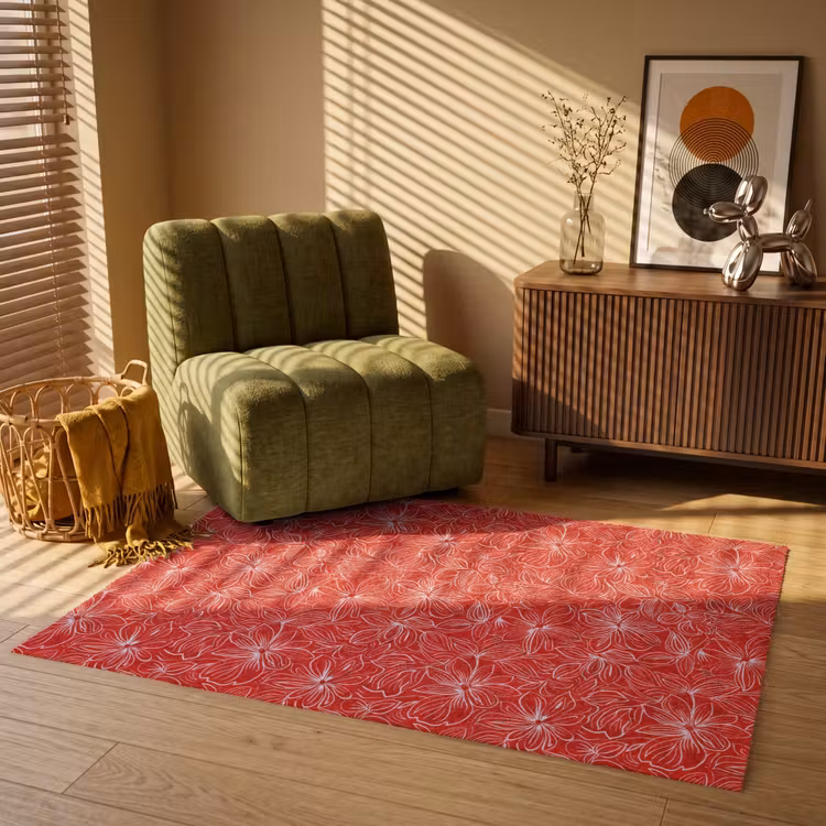 Vloerkleed - Bloemen - Patroon - Rood — 2