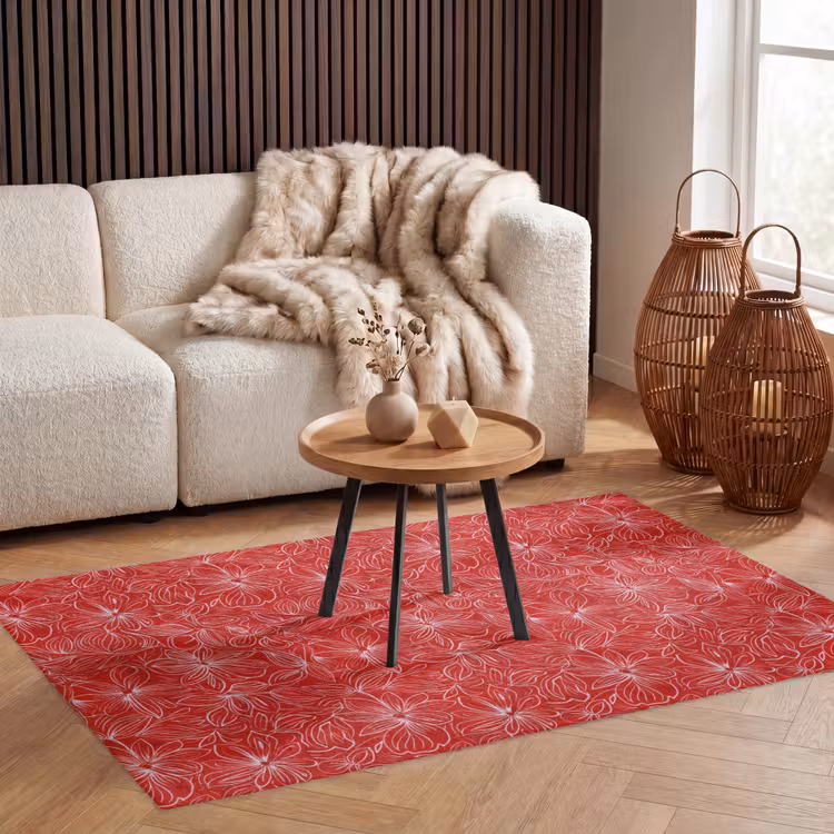Vloerkleed - Bloemen - Patroon - Rood — 3