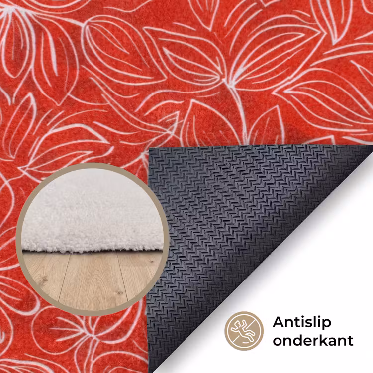 Vloerkleed - Bloemen - Patroon - Rood — 4