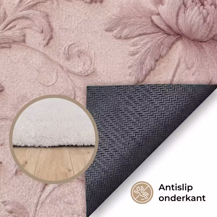 Vloerkleed - Reliëf - Pioenrozen - Roze — 4