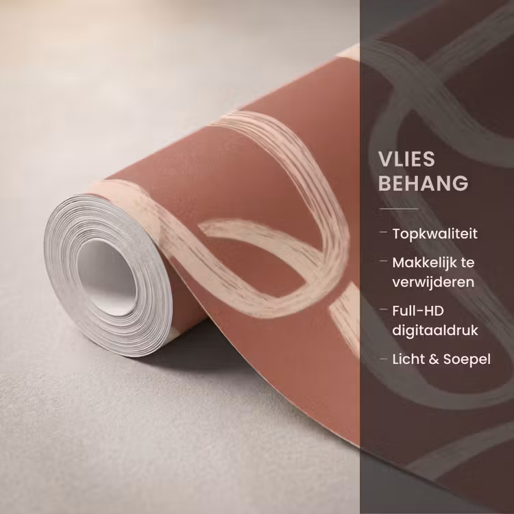 Behang - Abstracte Lijnen Terracotta — 3