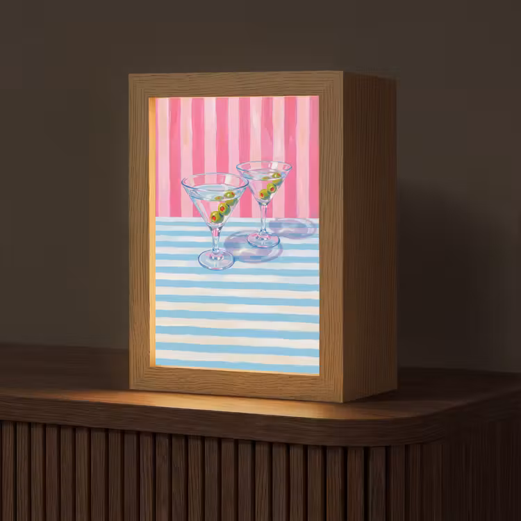 Tafellamp - Cocktail - Olijven - Kunst - Modern - Roze — 1