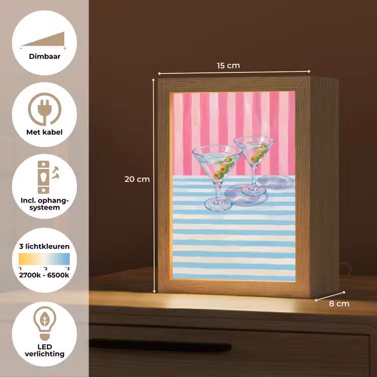 Tafellamp - Cocktail - Olijven - Kunst - Modern - Roze — 7