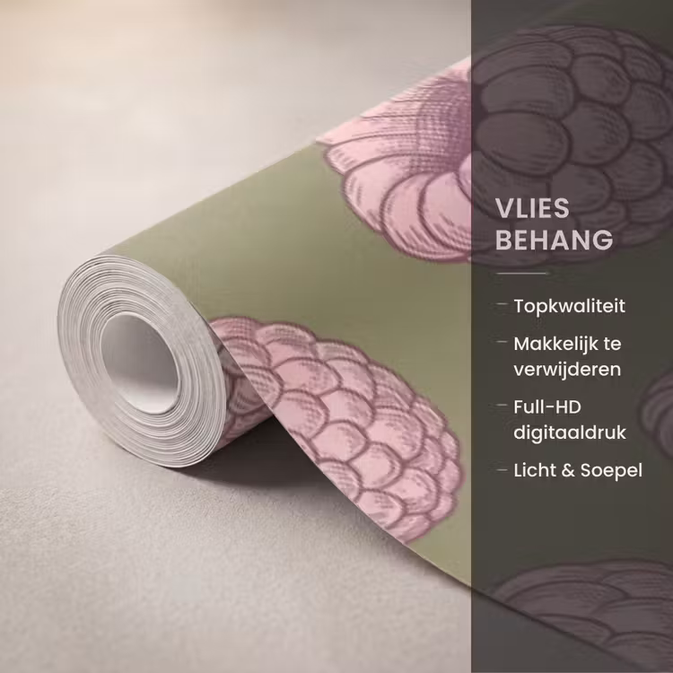 Behang - Eten - Patroon - Illustratie - Roze - Groen — 3