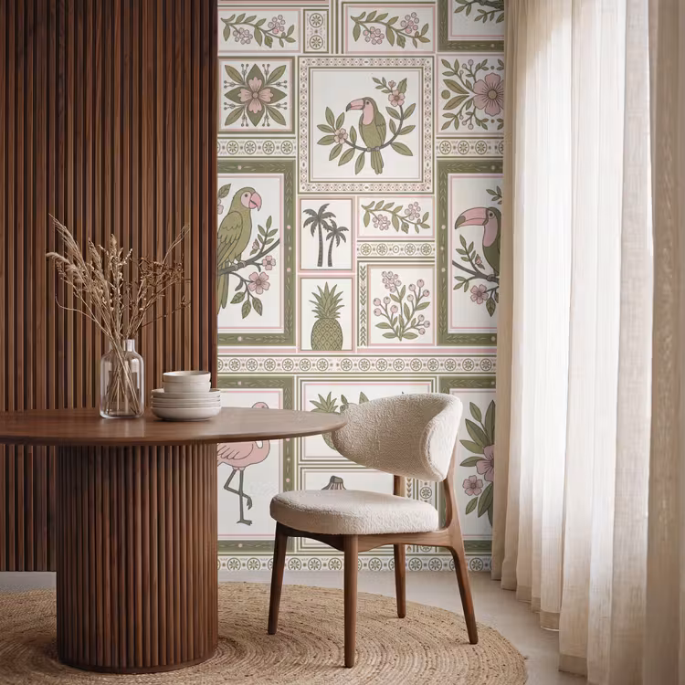 Behang - Vogel - Tropisch - Patroon - Decoratief - Groen — 4