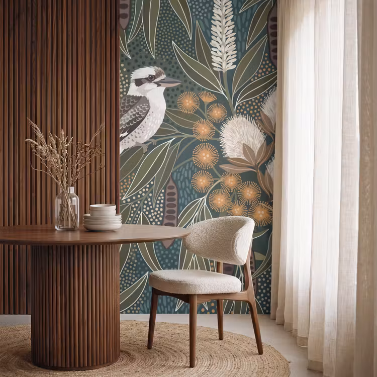Behang - Vogel - Bladeren - Natuur - Illustratie - Groen — 4