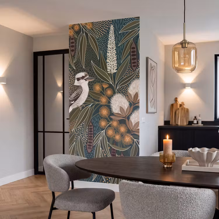 Behang - Vogel - Bladeren - Natuur - Illustratie - Groen — 5