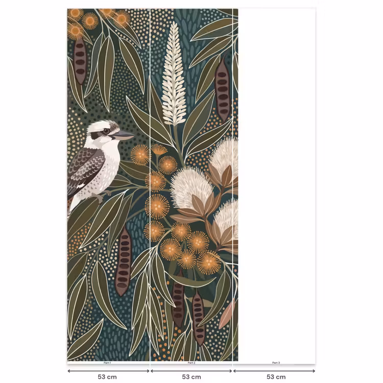 Behang - Vogel - Bladeren - Natuur - Illustratie - Groen — 6