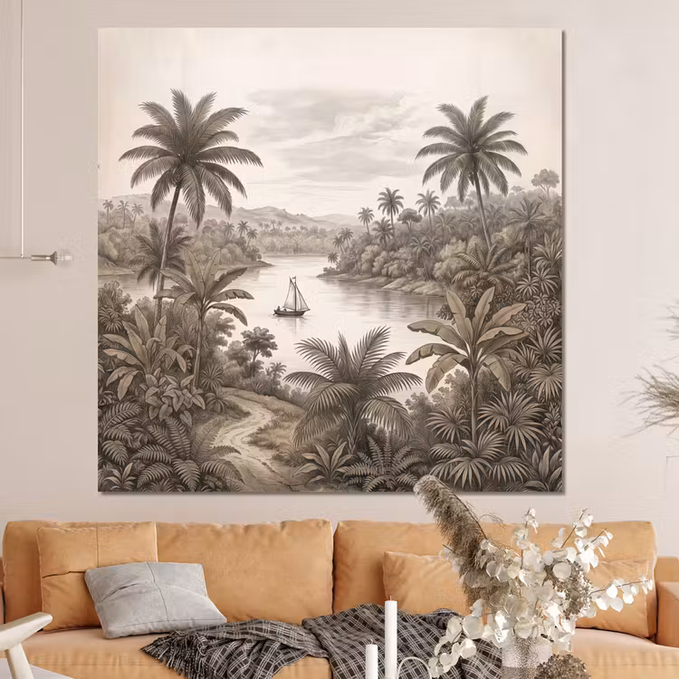Forex - Landschap - Rivier - Boot - Tropisch - Vintage — 4