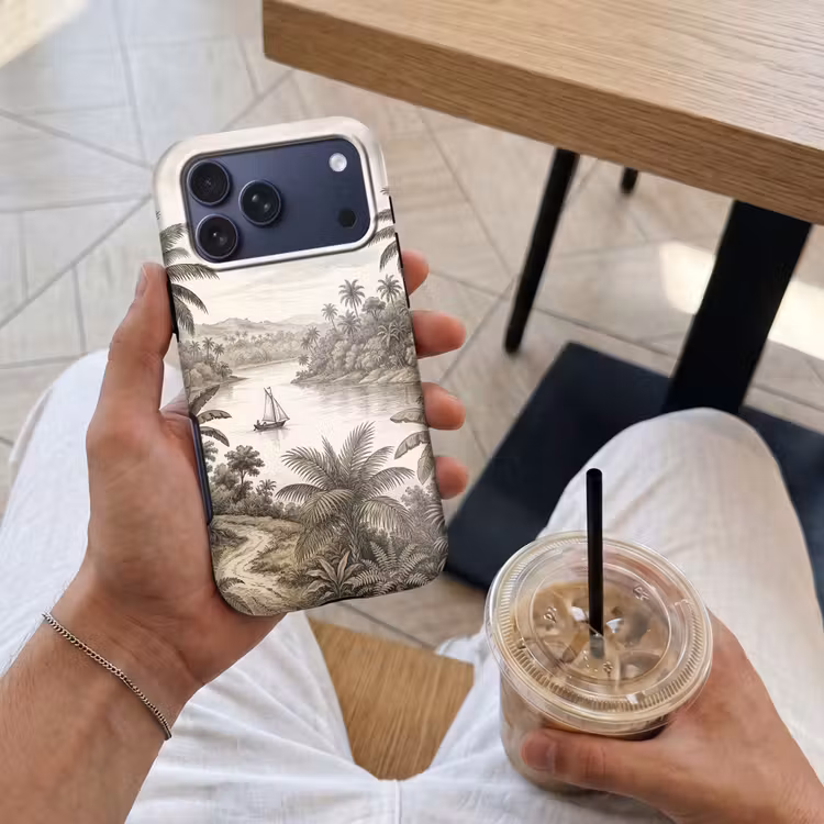 Telefoonhoesje Toughcase - Landschap - Rivier - Boot - Tropisch - Vintage — 4