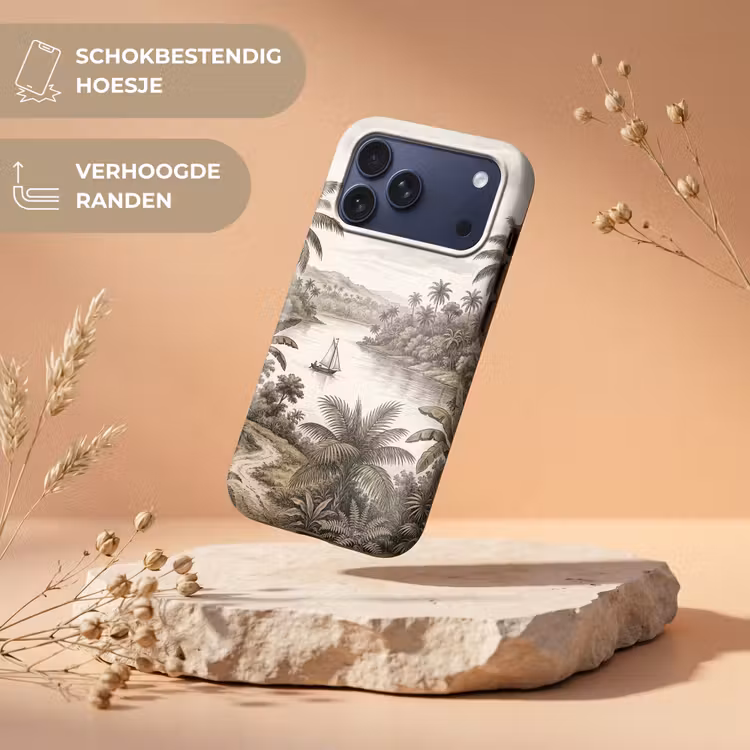 Telefoonhoesje Toughcase - Landschap - Rivier - Boot - Tropisch - Vintage — 5