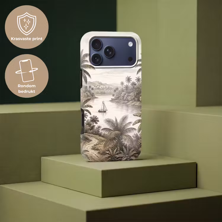 Telefoonhoesje Toughcase - Landschap - Rivier - Boot - Tropisch - Vintage — 7