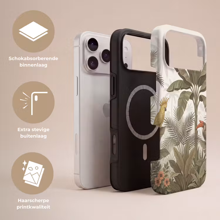 Telefoonhoesje Toughcase - Vogel - Jungle - Tropisch - Illustratie - Groen — 3